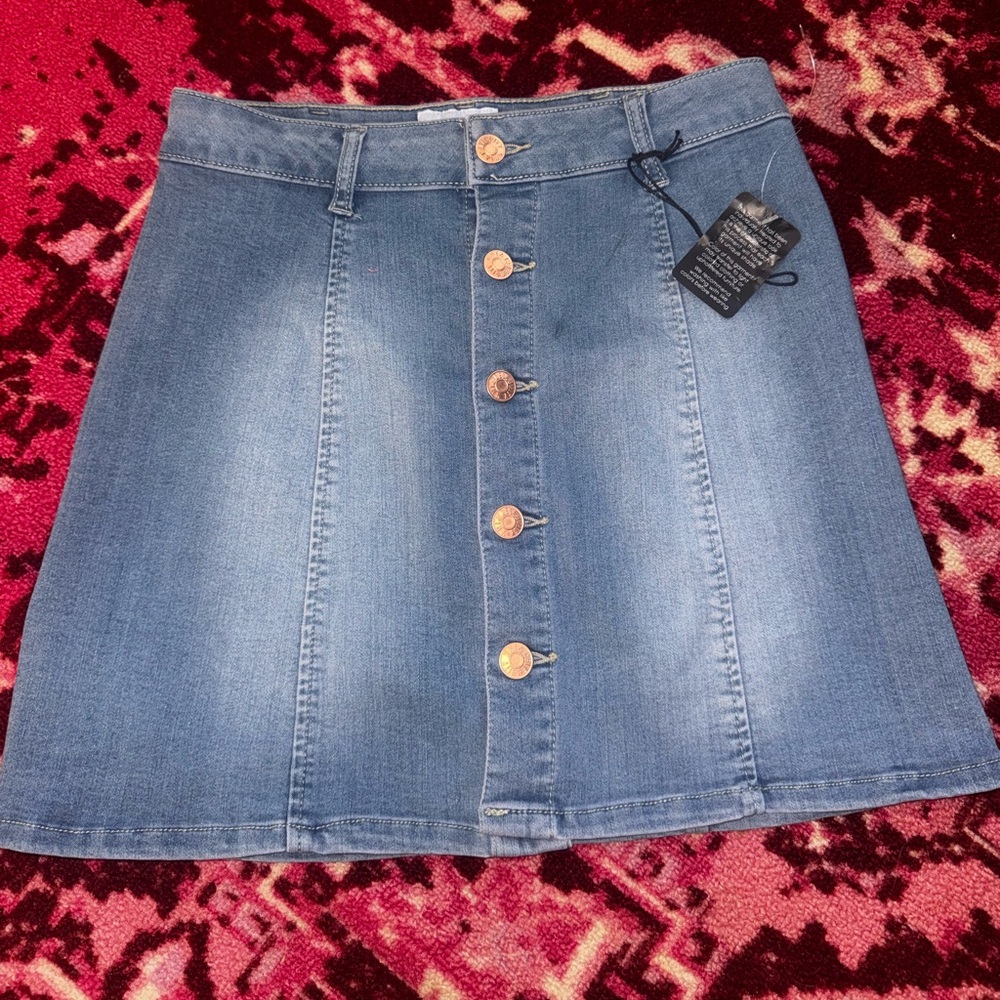 Denim Button-Front Skirt